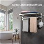 Cheerhom Porte-Serviette,Etagere Murale Salle De Bain, Support Serviette Pliable avec 2 Niveaux de Rangement en Acier Inoxydable