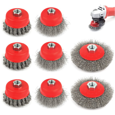 8 Pièces Brosse Métallique Meuleuse pour Perceuse Meuleuse D'angle