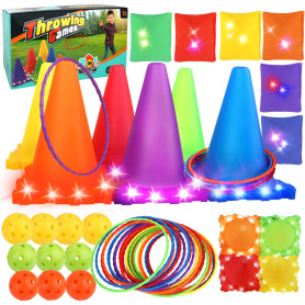 46Pcs 3-in-1 Ensemble de Jeu de Lancer d'anneau Sport Party Spiele Set