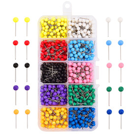 Sunmnslgs 1000 pièces coloré carte punaises punaises Boule en acier de tête avec point