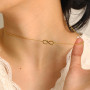XFSRG Collier Infini Femme Acier Inoxydable Plaqué Or Élégant Collier Ras de Cou Cadeau Pour Femmes