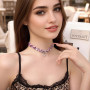 XFSRG Collier Femme Fantaisie en Fourrure Léopard Rose avec Pendentif Étoile Brillant Bijoux Mode pour Anniversaire et Cadeau