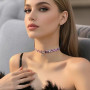 XFSRG Collier Femme Fantaisie en Fourrure Léopard Rose avec Pendentif Étoile Brillant Bijoux Mode pour Anniversaire et Cadeau