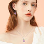 XFSRG Ensemble de Bijoux Fantaisie Femme Collier et Boucles d'Oreilles en avec Pendentif Rose Élégant Idéal pour Mariage et Soir
