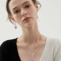 XFSRG Ensemble de Bijoux Fantaisie Femme Collier et Boucles d'Oreilles en avec Pendentif Rose Élégant Idéal pour Mariage et Soir