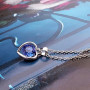 XFSRG Ensemble de Bijoux Fantaisie Femme Collier Bracelet Bague et Boucles d'Oreilles en avec Pendentif en Cristal Bleu Parure B