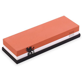 H&S Pierre à Aiguiser les Couteaux avec Base Antidérapante en Caoutchouc - Aiguiseur Bilatéral Grain 3000/8000 - Pierre a Affute