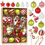 Boules de Noël 50 pièces Boules de Noël Décoration de Noël Boules de Noël en Plastique Boules de Noël Boules de Noël en Plastiqu
