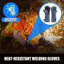 Gants de soudure résistants à la chaleur et au feu 16 IN/40 cm - Cuir ignifuge pour fer à souder MIG Flux-Core, forge,serrurier,