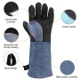 Gants de soudure résistants à la chaleur et au feu 16 IN/40 cm - Cuir ignifuge pour fer à souder MIG Flux-Core, forge,serrurier,