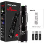 Morpilot Lampe de Poche 2 en 1, UV 395nm et Blanche 500LM Lampe Torche LED, 4 Modes, Zoom, Lampe Ultraviolet, Aluminium Anti-Chu