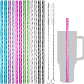 NiHome Lot de 12 pailles à motif ondulé pour gobelet Stanley de 1