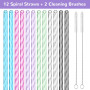 NiHome Lot de 12 pailles à motif ondulé pour gobelet Stanley de 1,2 l avec 2 brosses de nettoyage, matériau PETG durable, sans B