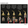 Nakamichi FanLock fiche banane à broche de 2mm plaquée or 24K 10 AWG - 18 AWG Calibre 4 mm pour haut-parleurs Amplificateur Hi-F