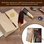 BYZESTY Stylo Dip à Plume, Quill Feather Pen Set, Stylos de Calligraphie, Vintage Stylo de Calligraphie Plume, avec 5 Plumes de 