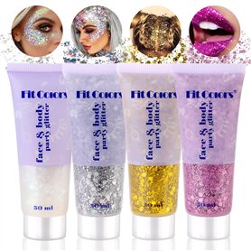 Gel Paillettes Visage Paillette Cheveux: 4 Couleurs Maquillage Paillette
