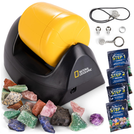 Blue Marble National Geographic – Kit de Polissage de Pierres Débutant – Tonneau de Polissage Durable et Étanche