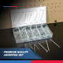 Neiko 50454A Assortiment de pièces | Clip de fixation fendu en acier | Épingle à cheveux droite, argent, 555 pièces