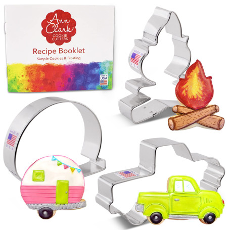 Ann Clark Cookie Cutters Lot de 3 emporte-pièces de camping avec livret de recettes