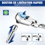 WORKPRO Mini Clé à Cliquet et Jeu d'Embouts de Tournevis, 1/4" Clé à Cliquet à Double Tête, 3/8" Cliquet Court à Tête Flexible, 