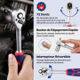 WORKPRO Ensemble de Clés à Cliquet 3/8" à Dégagement Rapide, 72 Dents, Douilles Cr-V et Barre Magnétique pour Douilles - 14 Pièc