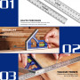 WORKPRO 2 Pièces Règle d'angle de Combinaison, Equerre Combinées 150mm & 300mm en Acier Inoxydable, Équerre de Menuisier avec Ni
