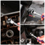 WORKPRO Clé à Cliquet 1/4" à Tête Pivotante, Clé à Douille de 150 mm à Dégagement Rapide 72 Dents, Acier au Chrome Vanadium, Têt