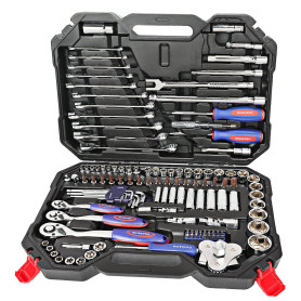 WORKPRO Coffret de Douilles Clés à Cliquet et Embouts Professionnels en Acier Chrome-Vanadium pour Réparation Voiture Auto Mécan