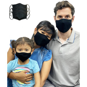 Lofbaz Tissu De Coton De Masque Facial En Tissu Avec Poche De Filtre Lavable Réutilisable (Noir - Paquet de 3
