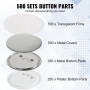 VEVOR Badge Personnalisé 58 mm 500 Kits de Consommables Badges à Épingles Fournitures pour la Fabrication de Badge Rond avec Cou