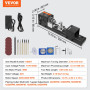 VEVOR Mini Tour à Bois 70x160 mm Tour à Bois Électrique 24 V 96 W Accessoires de Fraiseuse 7 Vitesses 4220/5300/5650/6350/6660/7