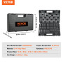 VEVOR Jeu de Douilles à Choc 3/8" Jeu de 44 Douilles à Impact 6 Pans en Acier Allié CR-V Dureté HRC 42-48 Solide Repère de Taill