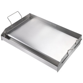 VEVOR Plaque à Griller Pré-assaisonnée 587x395 mm Plancha Gril Rectangulaire en Acier Inoxydable Anti-adhésive Plaque de Cuisson