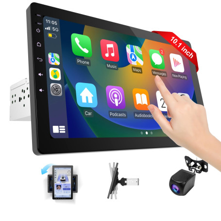 Haudio Autoradio 1 DIN Bluetooth Autoradio Car Play Voiture avec sans Fil carplay & Android Auto