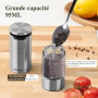 SIMPLETASTE Moulin à Poivre et à Sel Rechargeable Electrique, Moulins à Epices à Batterie USB Lot de 2 Avec Broyeur en Céramique