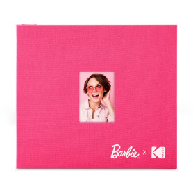 Barbie x Kodak Album Photo Scrapbook 20x20 cm avec Couverture en Tissu Rose et Fenêtre Frontale pour Photo