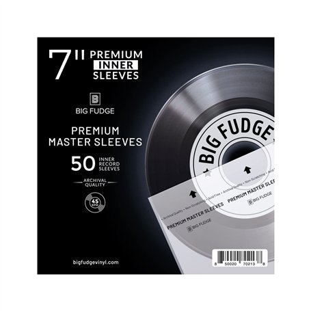 Big Fudge Pochettes pour Disques Vinyles - 18cm x 50 Pièces - Pochette Intérieure Antistatique en Papier de Riz pour Disque Viny