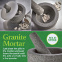 Mortier et pilon en granit - Pilon en pierre antidérapant et bol profond avec couvercle en silicone - Broyeur pour pilules, comp