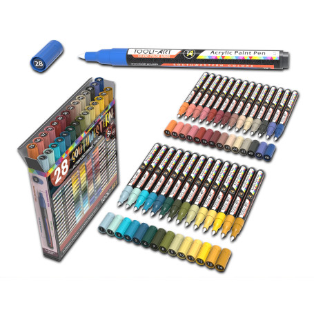 Lot de 28 marqueurs de peinture acrylique à pointe extra fine de 0