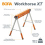 Bora Workhorse XT PM-3360T Chevalet de sciage pliable robuste et réglable en hauteur avec pieds réglables, établi portable et ro