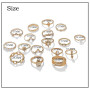 Wedity Boho Crystal Knuckle Flower Ring Set Empilable Or Doigt Joint Anneau pour Femmes et Filles (Paquet de 17)