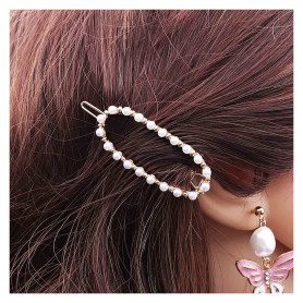 Inilbran Boho Perle Ovale Cercle Pince À Cheveux Cercle Perle Épingle À Cheveux Clip Vintage Creux Barrette À Cheveux Clip Minim