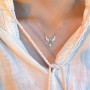 Inilbran Collier Ras De Cou En Pierre De Lune De Style Bohème Collier Argenté Pendentif Aile D'ange Collier Chaîne Goutte D'eau 