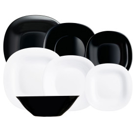 Assiettes Luminarc Carine N&b Blanc Noir verre 19 Pièces