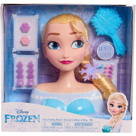 Disney - La Reine des Neiges - Princesse Elsa - Tète à Coiffer 20 cm et Accessoires (L'emballage Peut Varier)