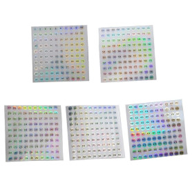 5 feuilles numéro 1-500 rond étanche numéro d'ongle autocollant Laser étiquette numérique auto-adhésif numéro autocollant Gel po