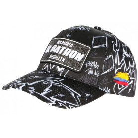 SKR Casquette El Patron Noire et Blanche Print Streetwear Medellin Baseball - Taille Unique - Noir