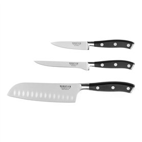 SABATIER TROMPETTE - Ensemble 3 couteaux de cuisine - Vulcano - Acier 5Cr15MoV - Finition Satinée - Noir