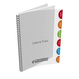 Conquérant Cahier de Textes Classique 17x22cm Grands Carreaux Seyès 124 Pages Reliure Intégrale Couverture Polypro Incolore