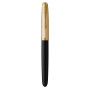 Parker 51 Deluxe stylo plume | Corps noir et attributs dorés | Plume fine en or 18 carats | Cartouche d'encre noire | Livré dans